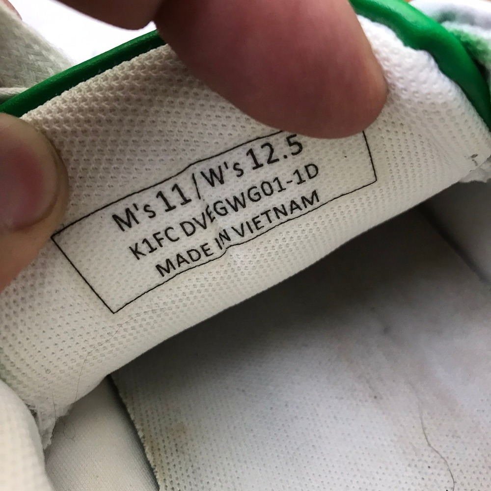 Kizik Vegas Sneakers M 11 W 12.5 White Green Leather Hands-Free Slip On Shoes - Picture 15 of 16